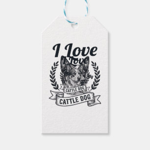 I Love My Cattle Dog Vintage Engraving Design_1 Gift Tags