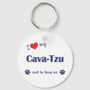 I Love My Cava-Tzu (Male Dog) Key Ring