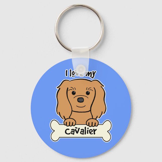 I Love My Cavalier King Charles Spaniel Key Ring (Front)