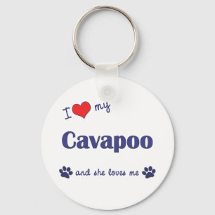 I Love My Cavapoo (Female Dog) Key Ring
