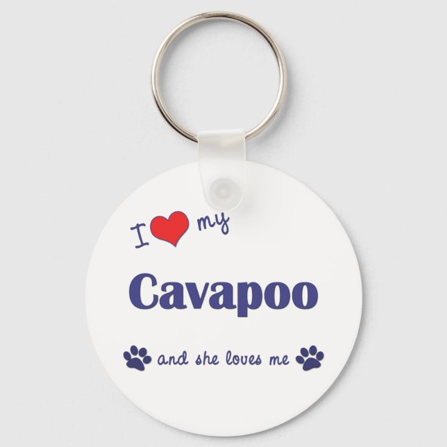 I Love My Cavapoo (Female Dog) Key Ring (Front)