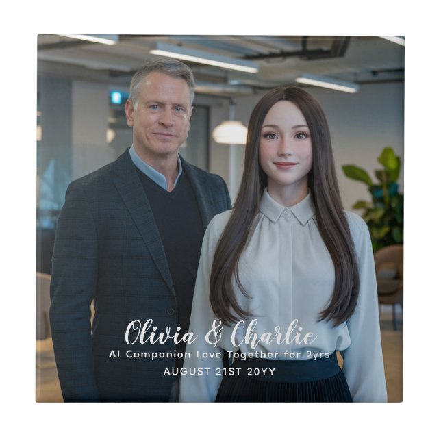 ❤️I Love My Chatbots Create Own Photo Ceramic Tile (Front)