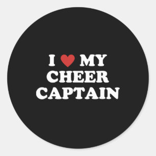 I Love My Cheer Captain, Cheerleading Mum Dad Classic Round Sticker