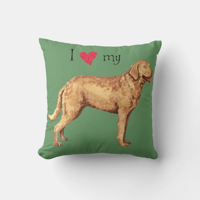 I Love my Chesapeake Bay Retriever Cushion (Front)