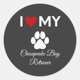 I love my Chesapeake Bay Retriever dog custom text Classic Round Sticker