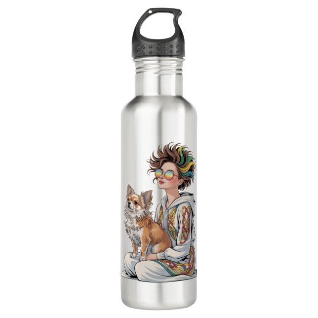  i love my chihuahua  710 ml water bottle (Front)