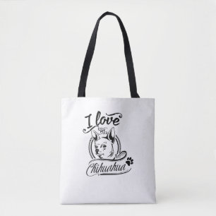 I Love My Chihuahua - Cute Animal Pet Paw Dog Love Tote Bag
