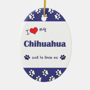 I Love My Chihuahua (Male Dog) Ceramic Tree Decoration