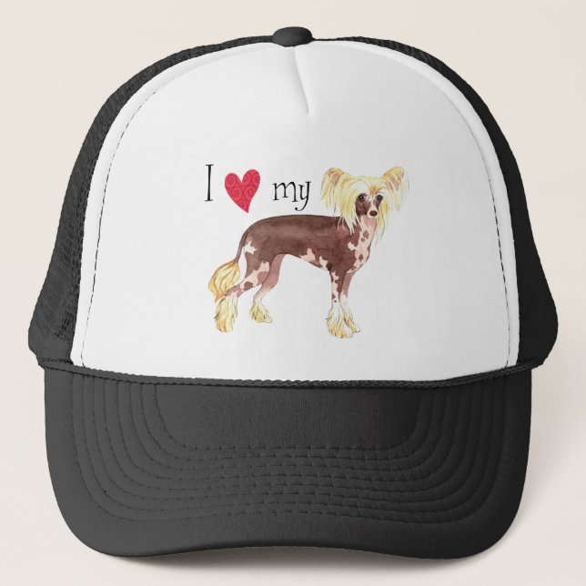 I Love my Chinese Crested Trucker Hat (Front)