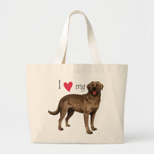 I Love my Chocolate  Lab Large Tote Bag