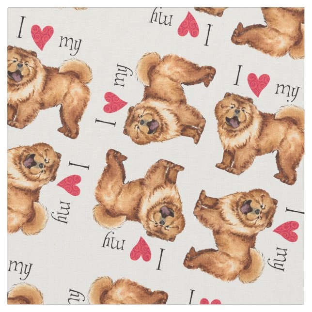 I Love my Chow Chow Fabric (Close Up)