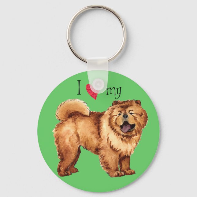 I Love my Chow Key Ring (Front)