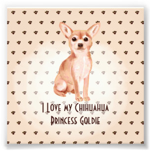 I Love My Chuhuahua Add Name Custom Cartoon Dog Photo Print