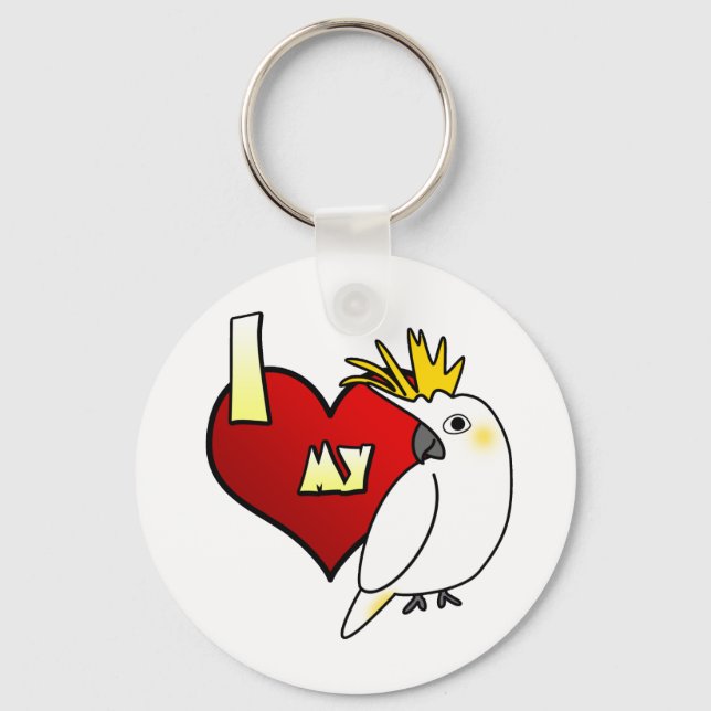 I Love my Citron Cockatoo Key Ring (Front)