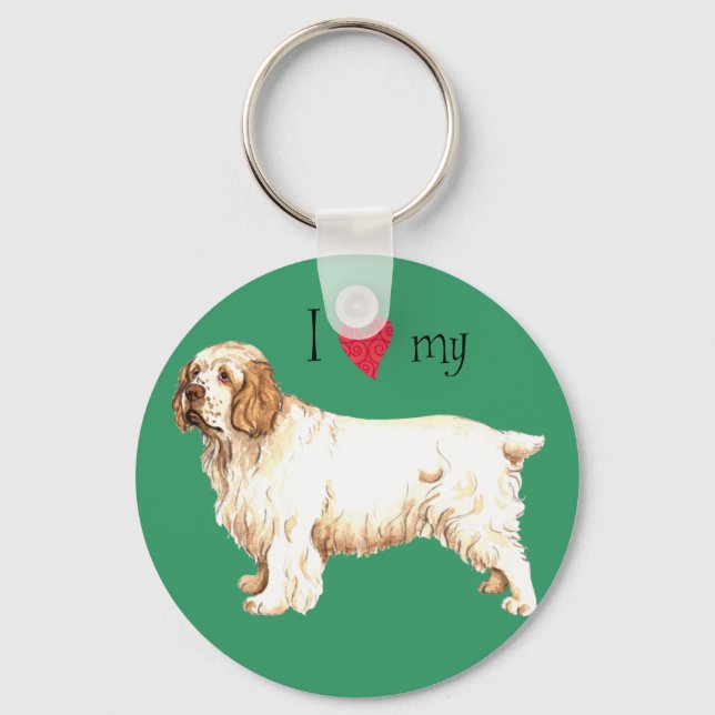 I Love my Clumber Spaniel Key Ring (Front)