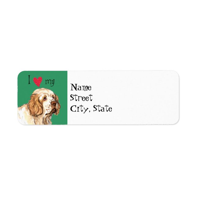 I Love my Clumber Spaniel Return Address Label (Front)