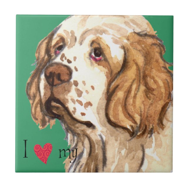 I Love my Clumber Spaniel Tile (Front)