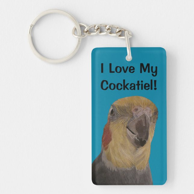 I Love My Cockatiel! Bird Key Ring (Front)