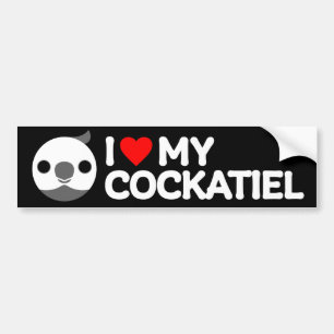 I LOVE MY COCKATIEL – white-faced male Bumper Sticker