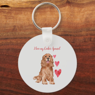 I Love my Cocker Spaniel Dog Personalised  Key Ring