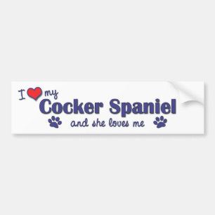 I Love My Cocker Spaniel (Female Dog) Bumper Sticker