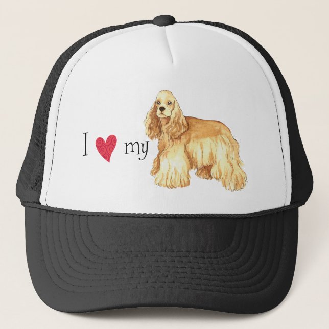I Love my Cocker Spaniel Trucker Hat (Front)