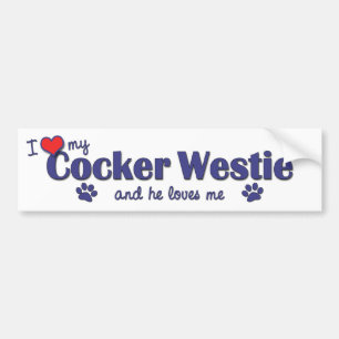 I Love My Cocker Westie (Male Dog) Bumper Sticker