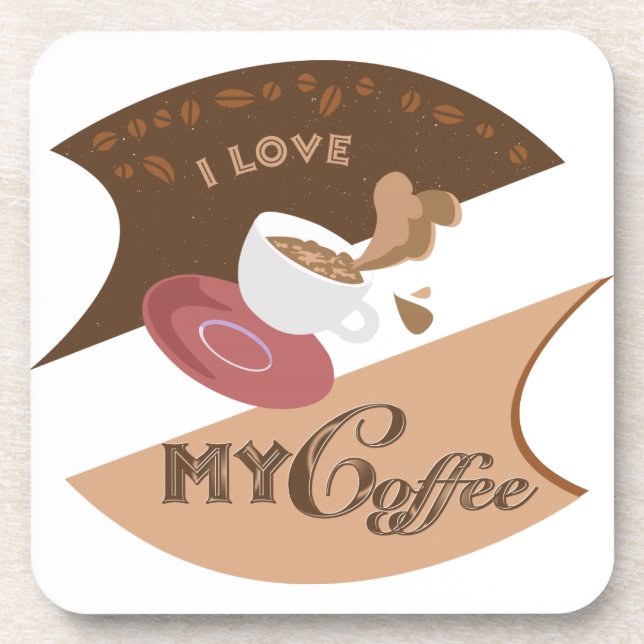 I Love My Coffee Retro Java Coaster (Front)