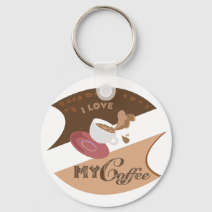 I Love My Coffee Retro Java Key Ring