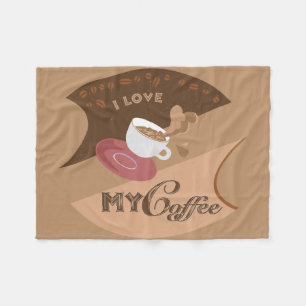 I Love My Coffee Retro Java Mocha Fleece Blanket