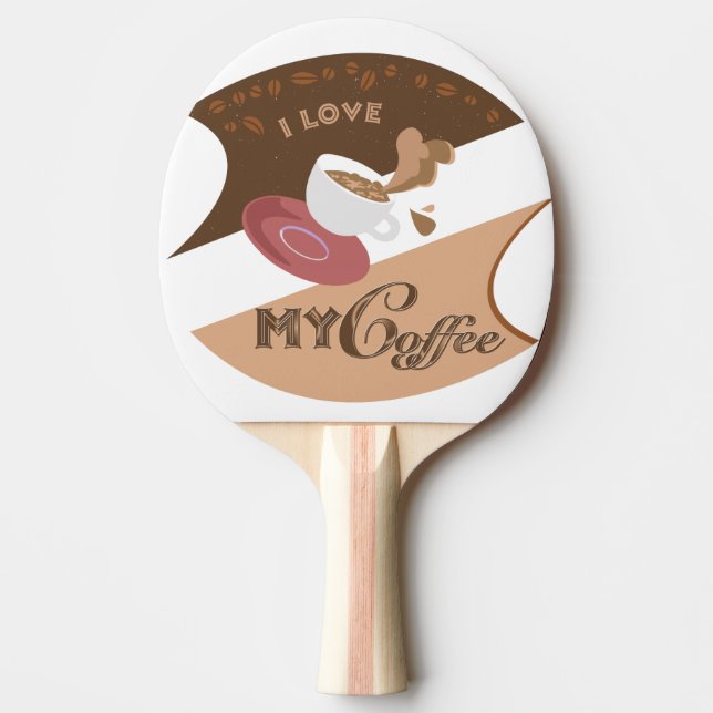 I Love My Coffee Retro Java Ping Pong Paddle (Front)