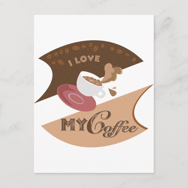 I Love My Coffee Retro Java Postcard (Front)
