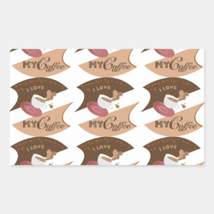 I Love My Coffee Retro Java Rectangular Sticker