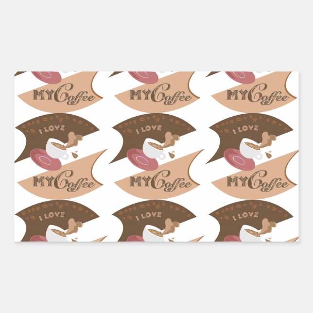 I Love My Coffee Retro Java Rectangular Sticker (Front)