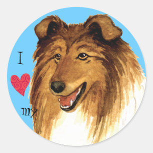 I Love my Collie Classic Round Sticker