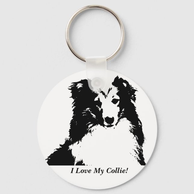 I Love My Collie Custom Key Chain (Front)