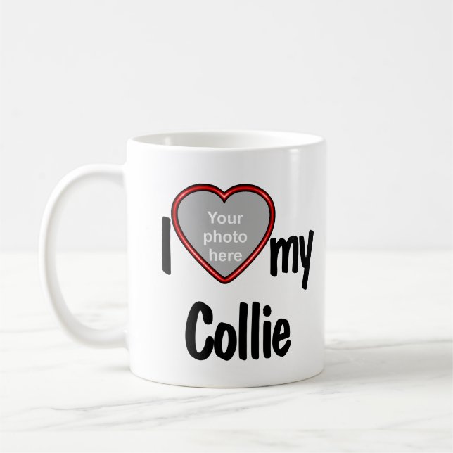I Love My Collie Cute Red Heart Dog Photo Coffee Mug (Left)