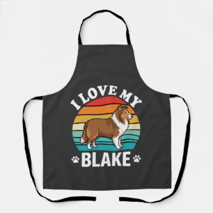 I Love My Collie Dog Retro Sunset Apron