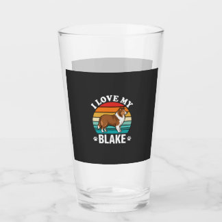 I Love My Collie Dog Retro Sunset Glass