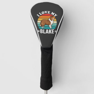 I Love My Collie Dog Retro Sunset Golf Head Cover