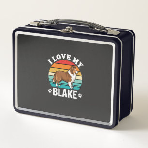 I Love My Collie Dog Retro Sunset Metal Lunch Box