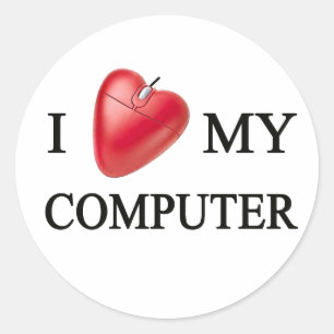 I LOVE MY COMPUTER CLASSIC ROUND STICKER