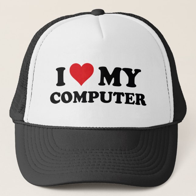 I Love My Computer Coffee Mug Trucker Hat (Front)