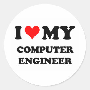 I Love My Computer Engineer Classic Round Sticker
