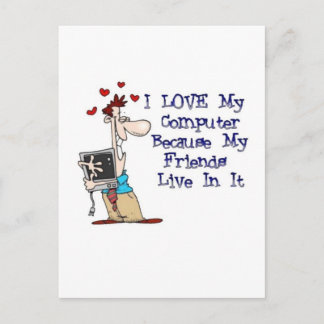 I Love My Computer Postcard