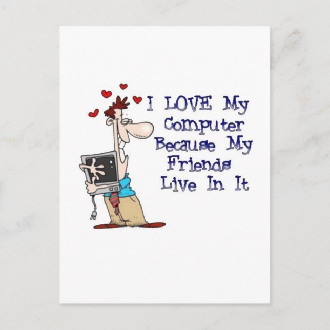 I Love My Computer Postcard (Front)