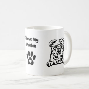 I Love my CONTINENTAL BULLDOG Name & Paw Print Coffee Mug