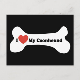 I Love My Coonhound - Dog Bone Postcard