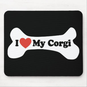 I Love My Corgi - Dog Bone Mouse Pad