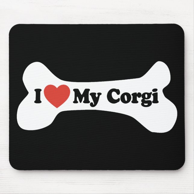 I Love My Corgi - Dog Bone Mouse Pad (Front)